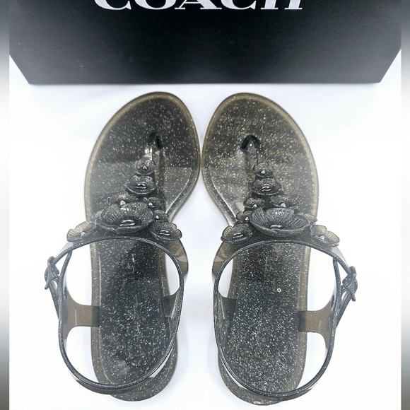 Coach Women's Black Jelly Sandals - Picture 7 of 10